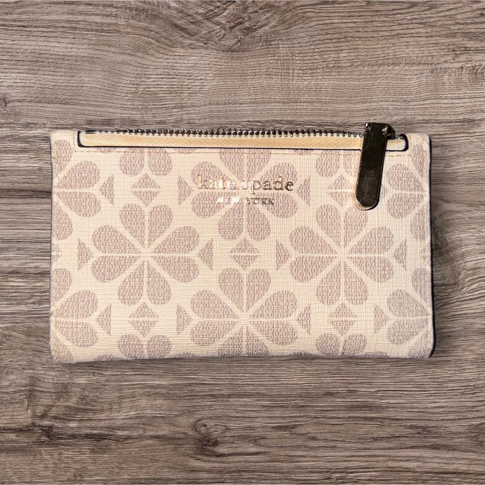 Kate Spade Floral Cream and Tan Wallet